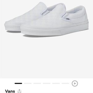 Vans White Slip-On Sneakers white on white checker. EUC worn once size 6.5